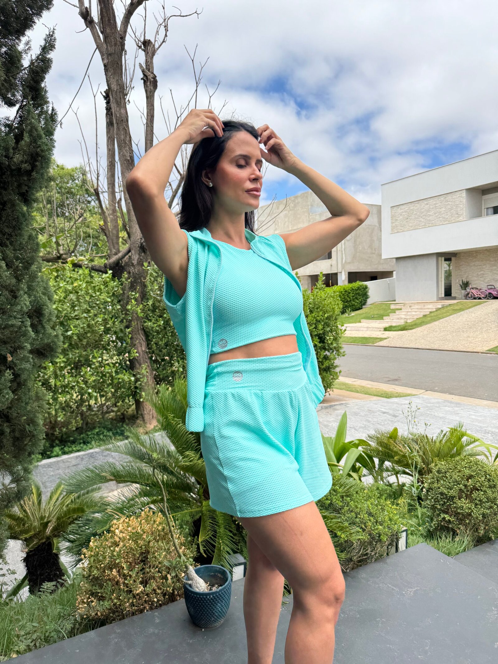 CONJUNTO SHORT DUPLO + TOP NADADOR C/COLETE